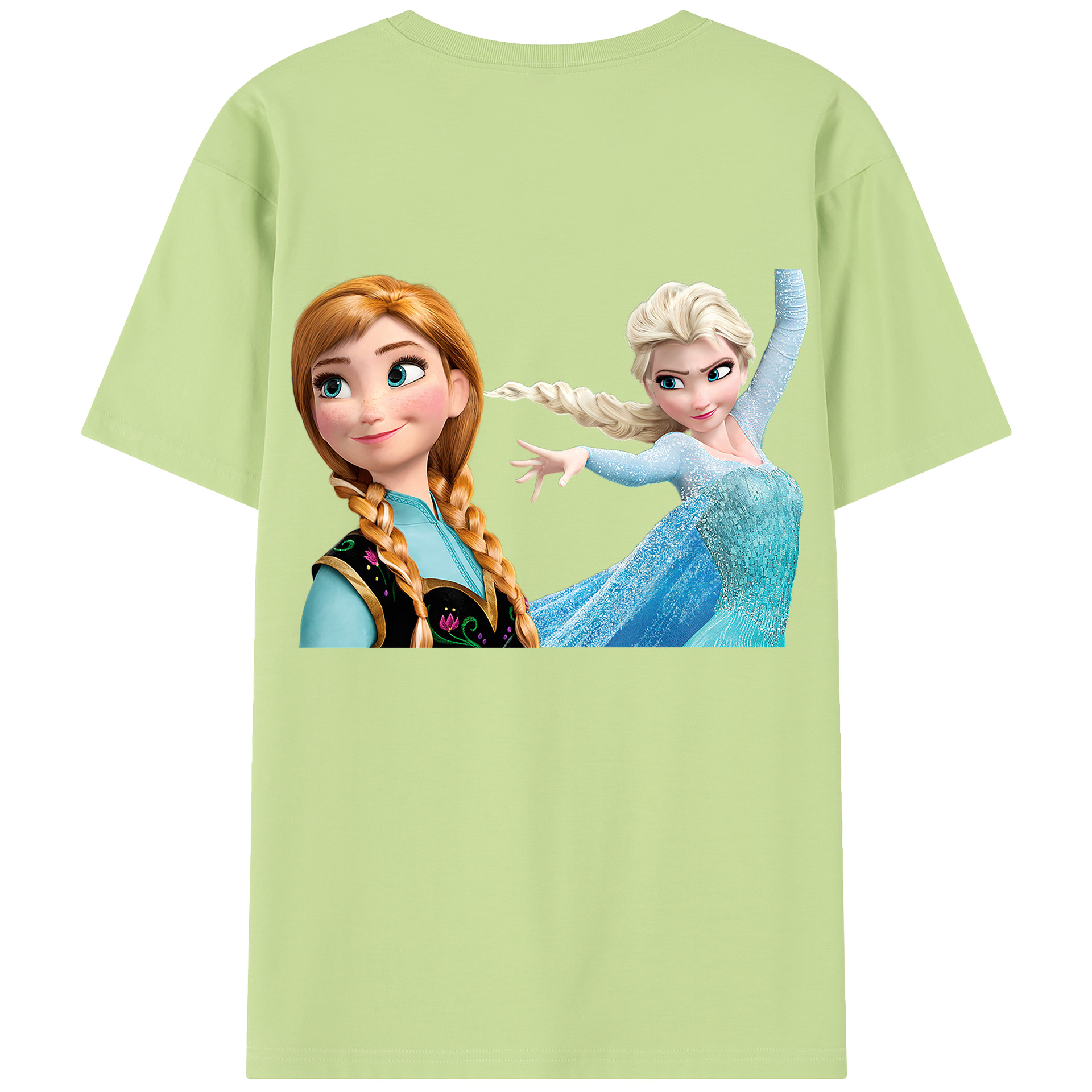 （画像用） アナと雪の女王 アンナ エルサ Frozen Anna Elsa 綿100％半袖Tシャツ（背面プリント）